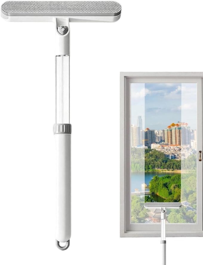 Raamtrekkers voor Thuis - Stofverwijderaar - Glas Reinigen - Uitschuifbare Handgreep - 53 cm - Wit