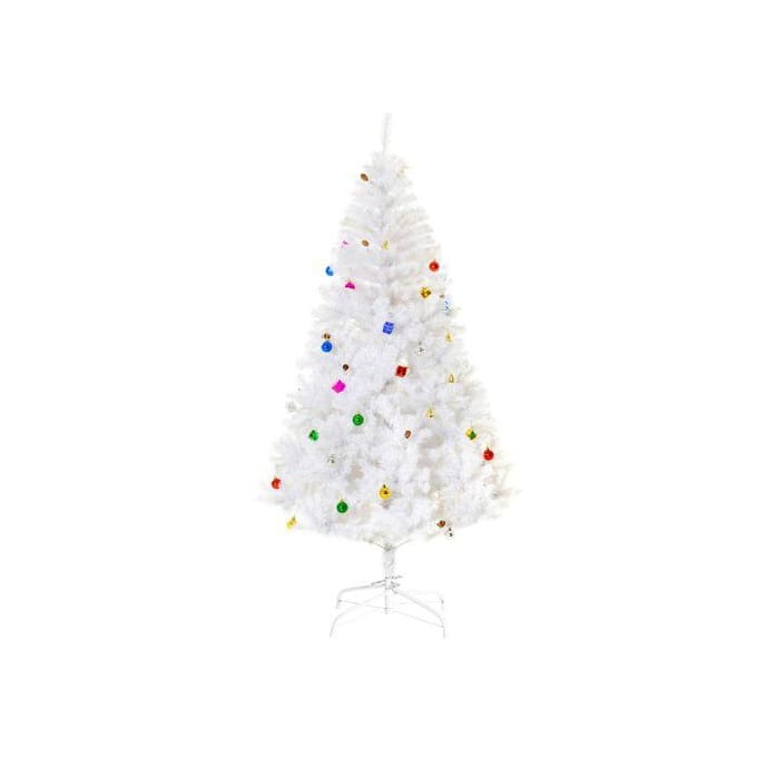 Sapin de Noël artificiel - MUVOE - 180 cm - Blanc enneigé - 930 pointes - Support et décorations inclus blanc