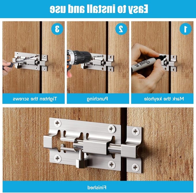 4-Pack Deurslot RVS Schuifgrendel 5cm - Kleine Deur Beveiliging met Schroeven