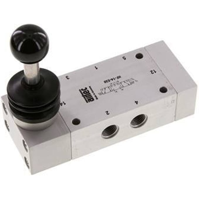 5/3 G1/4'' Centrum Gesloten Handbediend Hefboom Ventiel 0-12bar/0-168psi Airtec