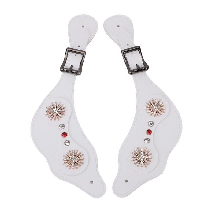 Sporenbanden Western Strass Bloemen Laarzen Vintage Sporenbanden voor Ruiters Verstelbare Lengte Handgemaakt