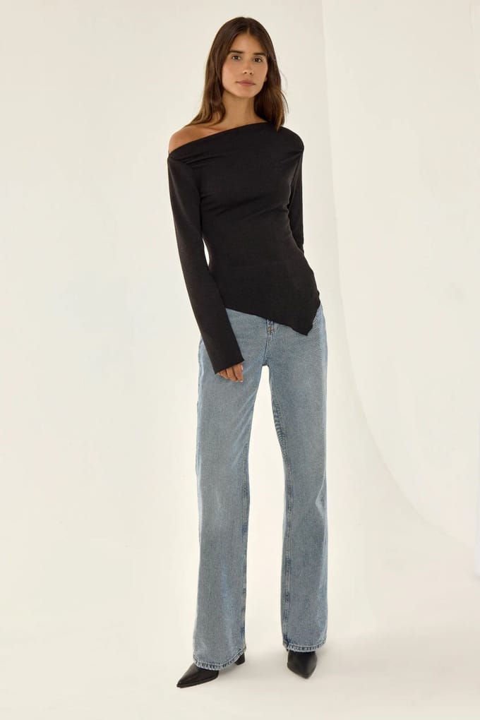 Asymmetrische Geribde Top met Splits