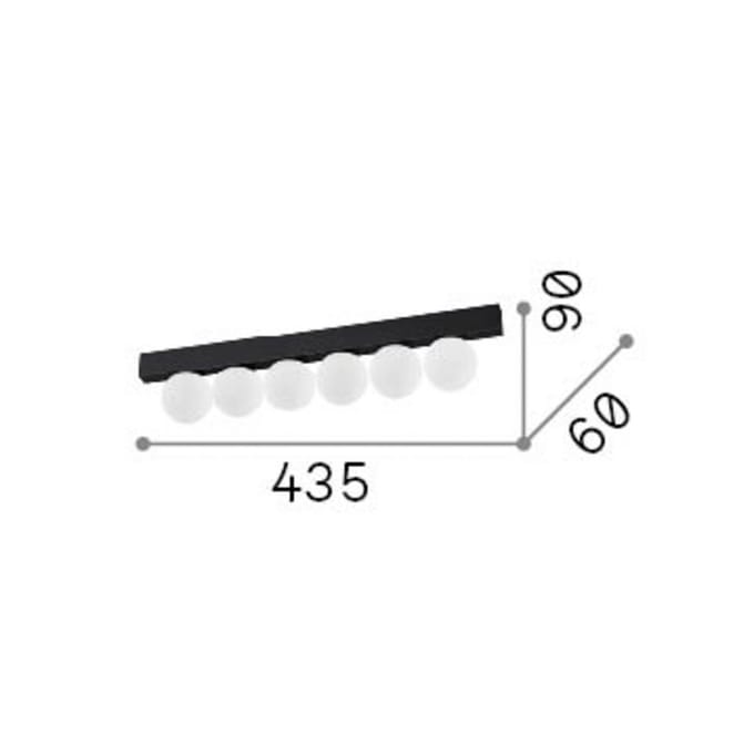 IDEAL LUX LED plafondlamp Binomio messing, lengte 44 cm, 6-lamps