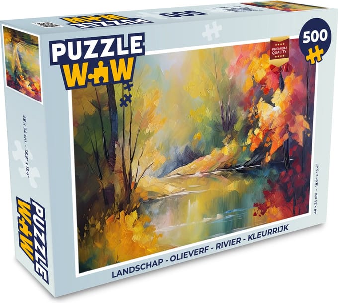 Puzzel Landschap - Olieverf - Rivier - Kleurrijk - Legpuzzel - Puzzel 500 stukjes