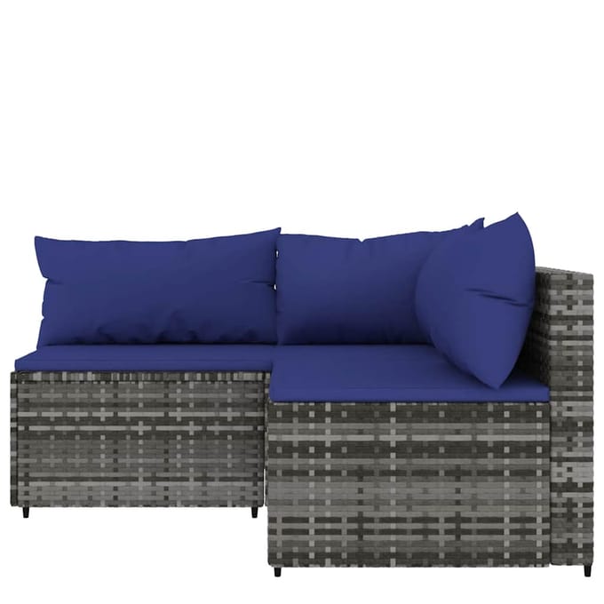 vidaXL - 3-delige - Loungeset - met - kussens - poly - rattan - grijs
