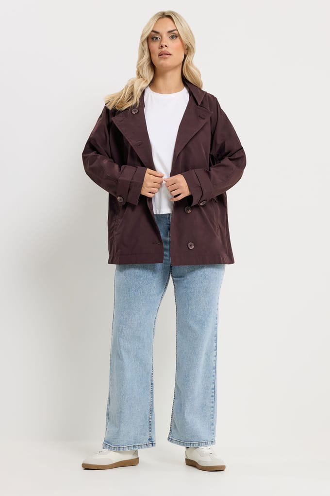 Yours Burgundy Red Hooded Raglanjack Size 42