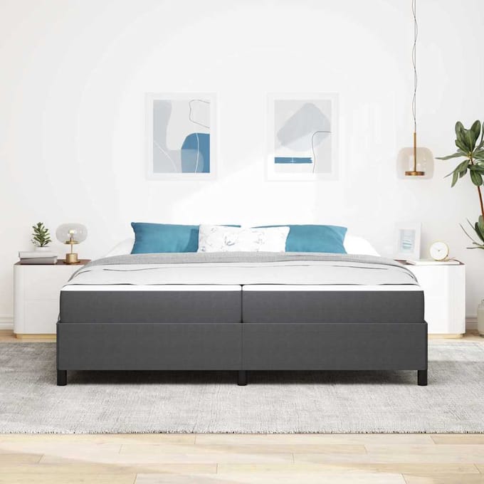 vidaXL - Bedframe - met - matras - Donkergrijs - 200 - x - 200 - cm - Stof