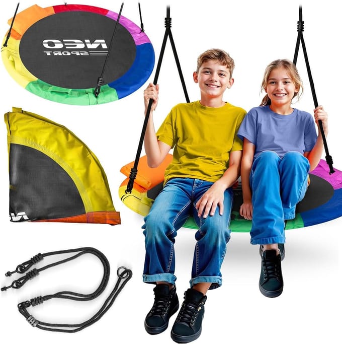 Nest Swing Buiten - Schommelkind Tuinstoel - Buiten Spelen - Verstelbare Touwen - 105 cm Diameter - Multicolor
