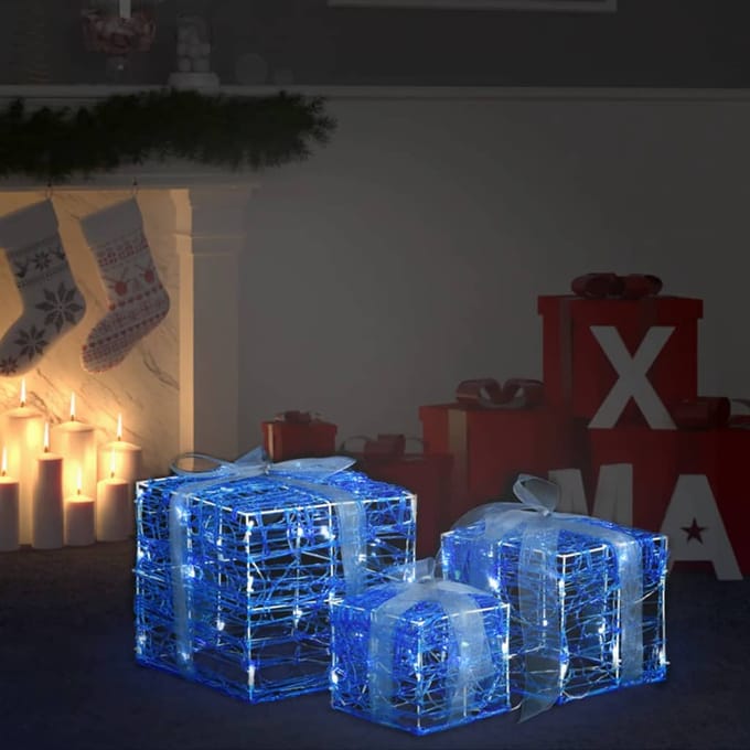 vidaXL - Kerstverlichting - geschenkdozen - 3 - st - decoratief - acryl - koudwit