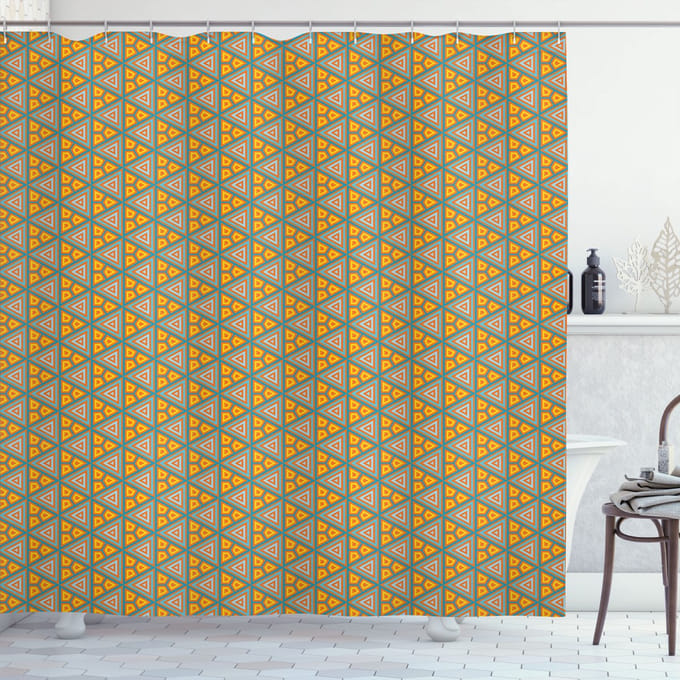 ABAKUHAUS Geometrisch douchegordijn – Polyester – 175x220 cm – Meerkleurig