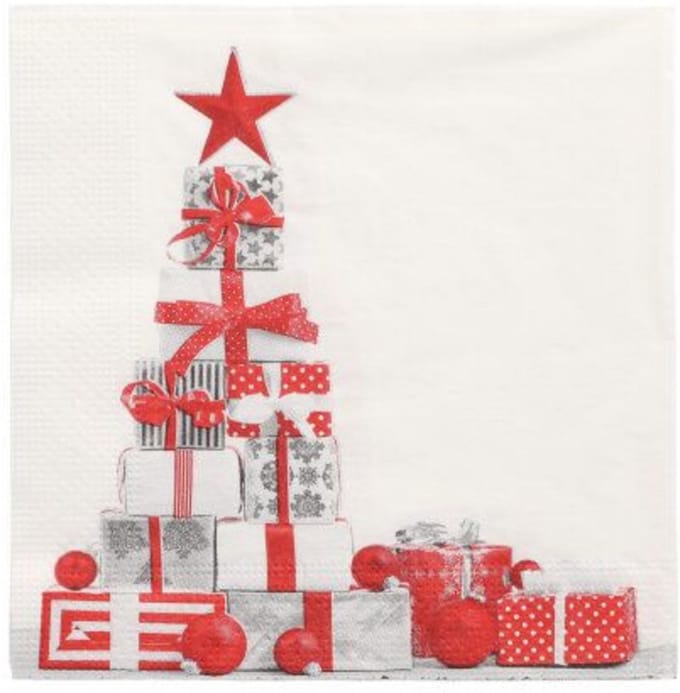 20 x Kerst Servetten 3-laags 1/4 vouw 33 cm x 33 cm "Geschenken" papier
