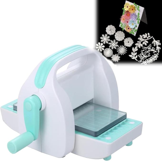 Mini Stansmachine - Papier Snijder - Hobby Creatief - Stevige Metalen Rol - 12 x 9.2 cm - Wit