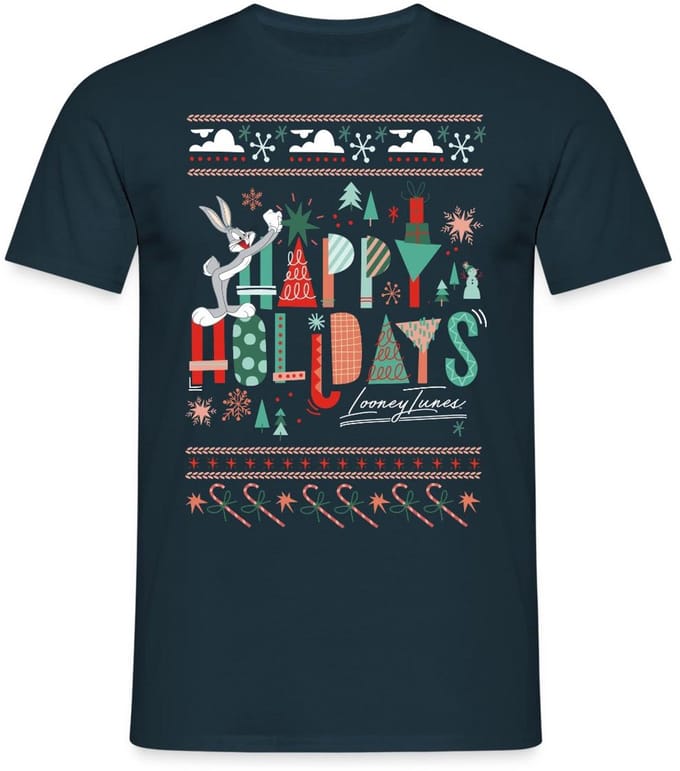 Looney Tunes Prettige Feestdagen Kerstmis T-Shirt Heren