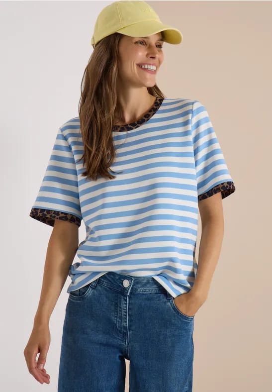 Shirt met ronde hals en luipaardprintdetails