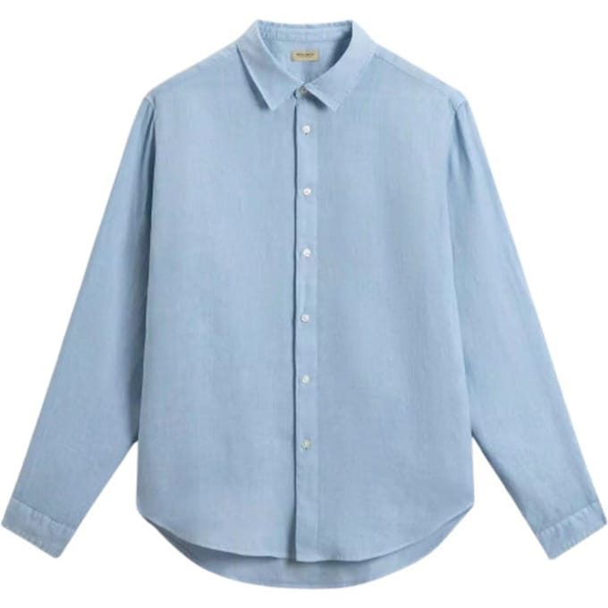 Woolrich Linen Shirt Lange Mouw Overhemden Lichtblauw Cfwosi2013mrut5284