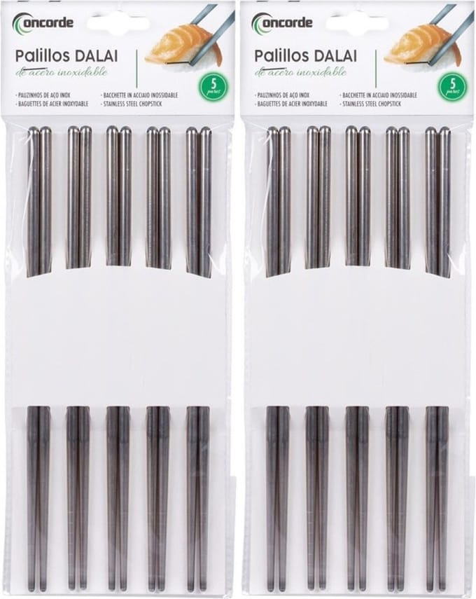Concorde Luxe zilveren RVS eetstokjes - 20x stuks - Sushi eetstokjes