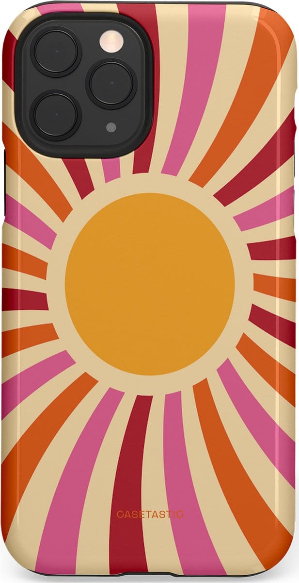 Casetastic hoesje geschikt voor Apple iPhone 11 Pro - Dubbellaagse bescherming - Retro licht - Fashion Case - Beige Terracotta Roze Bordeaux