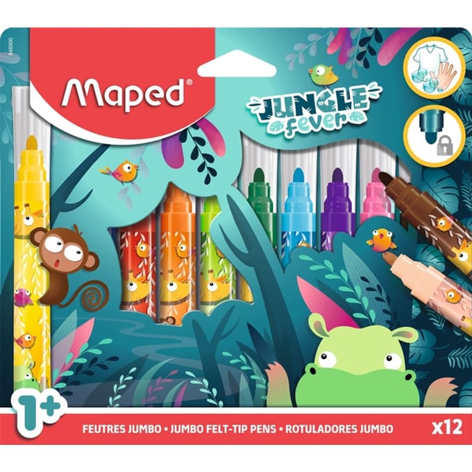 Maped viltstift Jungle Fever Jumbo | etui van 12 stuks | assorti