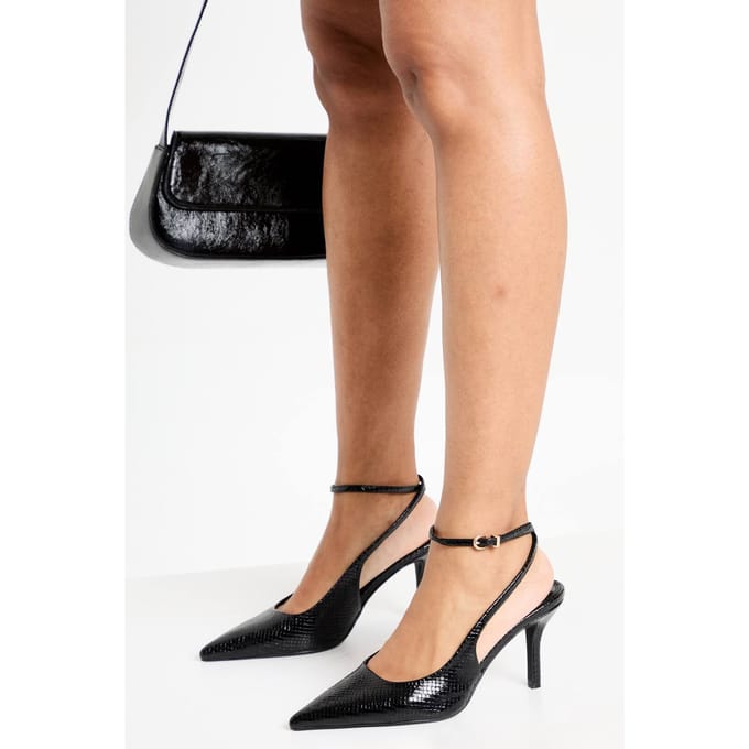 boohoo Dames Snake Effect 2-delige courtschoenen | Black | Maat: 8