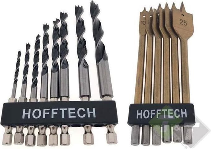 Hofftech Boor- en bitset hout - 3 t/m 25 mm - 14-delig - 1/4 inch aansluiting