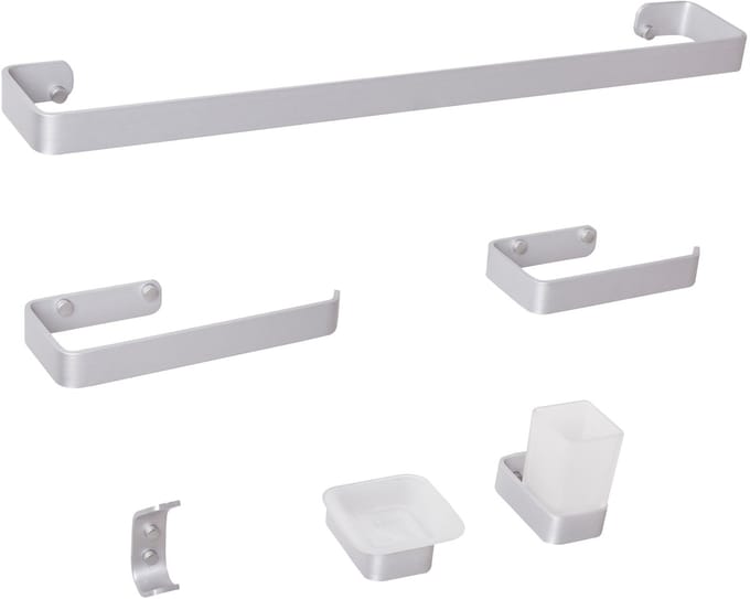 ZORRITOS - 6-delige badkamer hardware set - Zilver - Aluminium