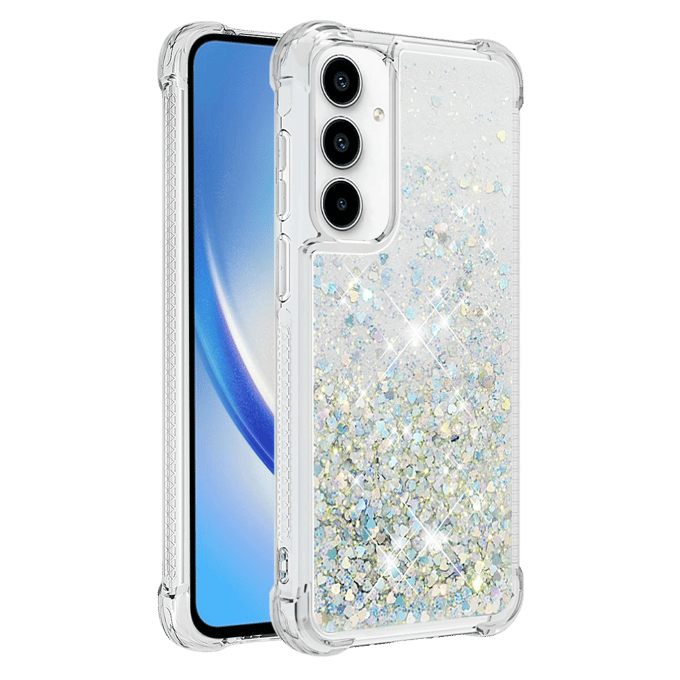 Mocaa Samsung Galaxy A55 5G Valbestendig Glitter Hoesje Zilver