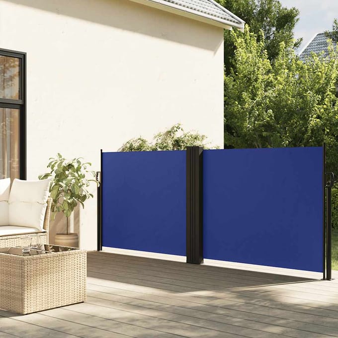 vidaXL - Windscherm - uittrekbaar - 120x600 - cm - blauw