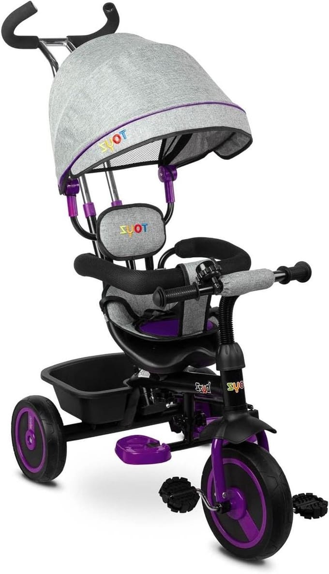 Driewieler Kinderwagen - Fiets Loopfiets - Samen Op Pad - Omkeerbaar Zitje - 102 x 101 x 49 cm - Paars