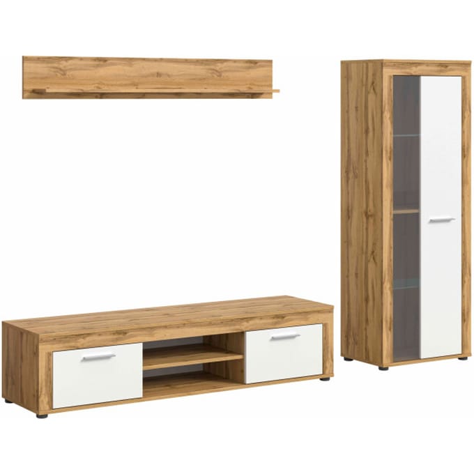 Jam woonkamercombinatie wit melamine Wotan eiken NB - 35x235x159cm