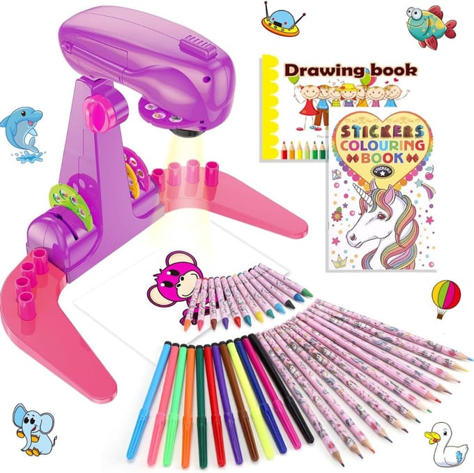 RONN® Tekenprojector - Tekenprojector Kinderen - Kinder Tekenprojector - Roze - 17cm x 12cm x 24cm