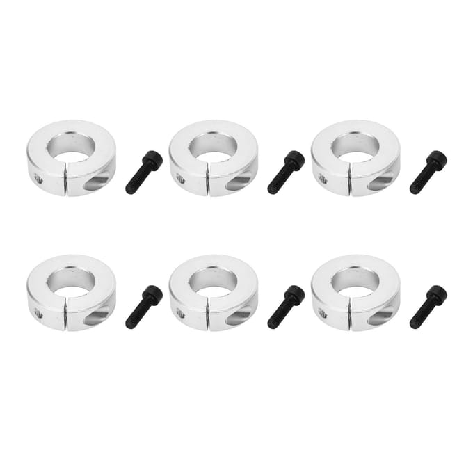 6 Pièces Collier d'Arbre Alliage d'Aluminium Solide Léger Collier de Serrage Butée de Mouvement Linéaire Ouverture 4 5 pouces white
