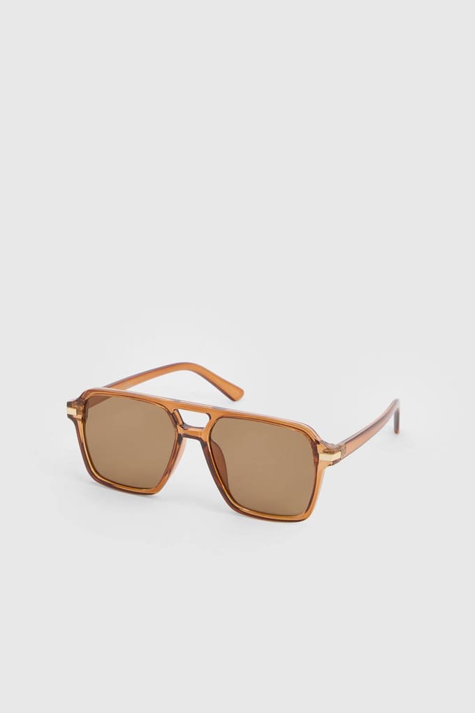 boohoo Dames Dikke Chocoladebruine Pilotenzonnebril