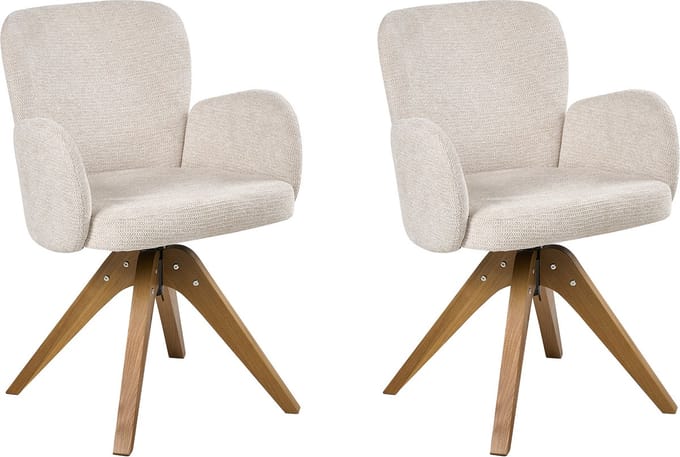 JEAN - Eetkamerstoel set van 2 - Lichtbeige - Polyester