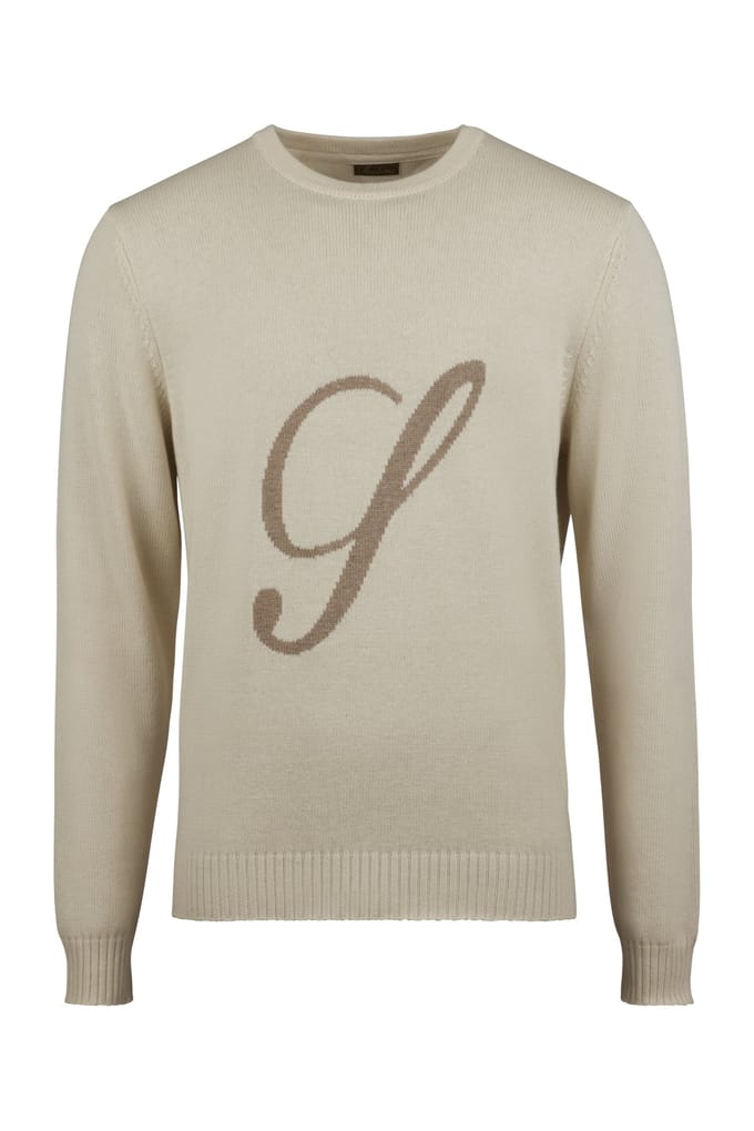 Stenströms Crew Neck,intarsia Logo Cream Taglia: XL | Maglioni a maglia Outlet | Uomo | Bianco