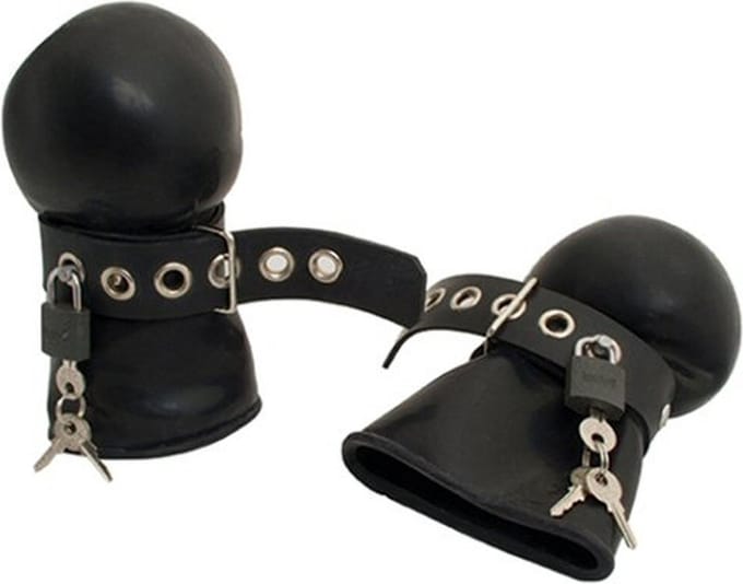 Rubber Lockable Bondage Mittens S-M