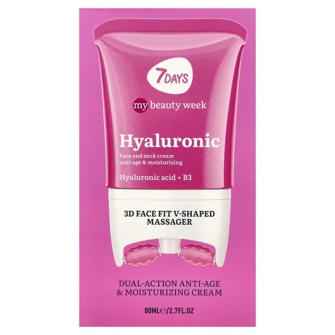 7 Days Beauty, Hyaluronic, Dual Action Anti-Aging & Moisturizing Cream, 80ml (2.7 fl oz) pink