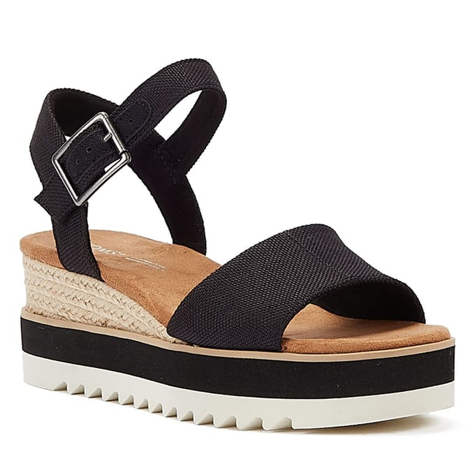 Toms Diana Sandalen - Met Sleehak - Dames - Zwart - Maat 36,5
