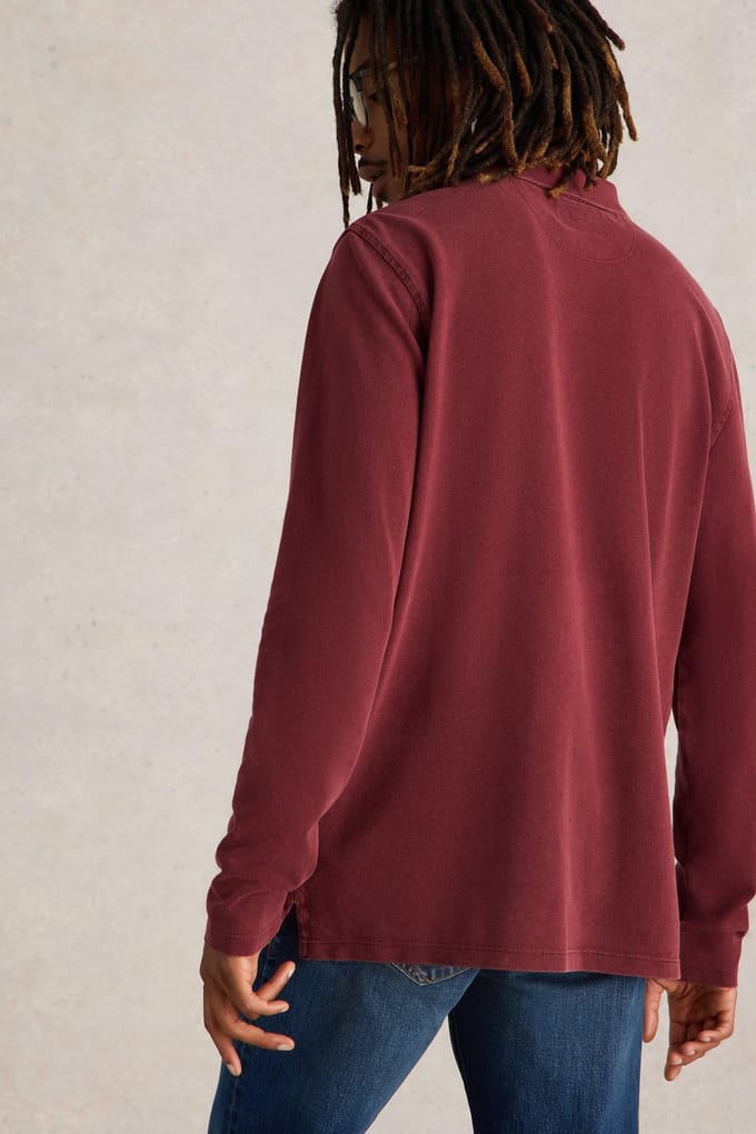 White Stuff Ls Utility Polo Dark Plum Taglia: M | Maglie a manica lunga Outlet | Uomo | Magenta