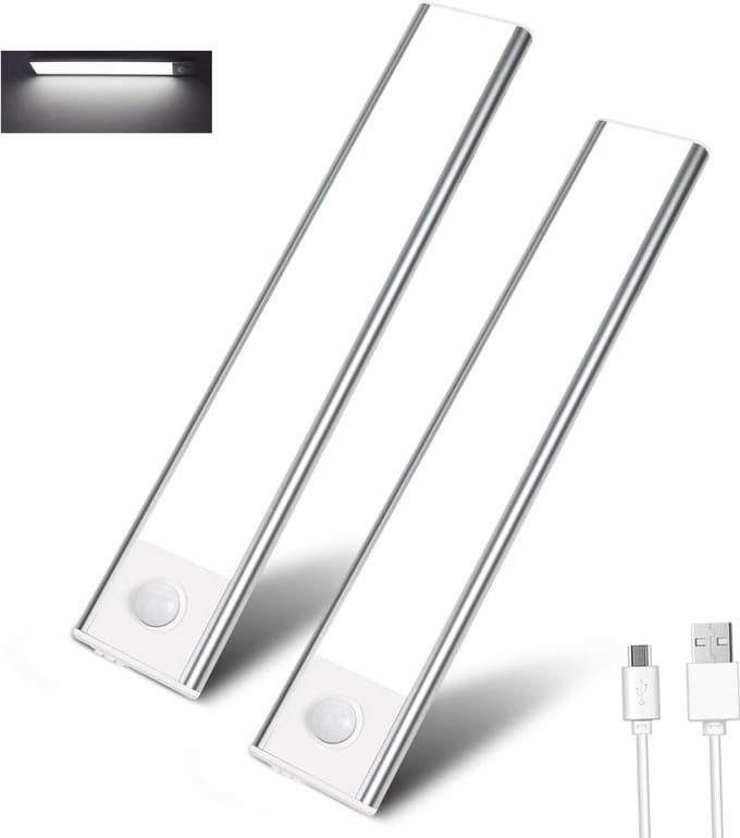 LED Kastverlichting met Bewegingssensor (2 Stuks) - Oplaadbaar en Dimbare Onderkastverlichting