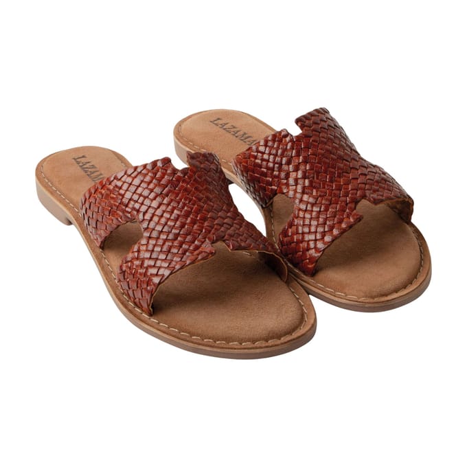 Lazamani - Flor Dames Slippers Leer Tan - Maat 41