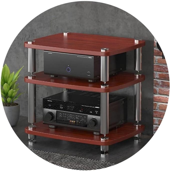HIFI Audio Kabinet - Streaming Apparaten Rack - Componenten Organiseren - Schokabsorberende Voeten - 57 Centimeter - Bruin