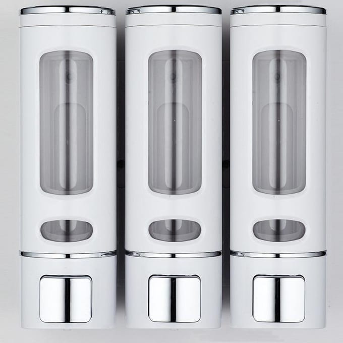 Driekoppige 400 ml handmatige zeepdispenser aan de muur gemonteerde hotel hotel shampoo box badbox zeepmachine wit