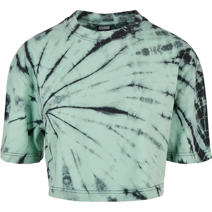 Urban Classics - Oversized Tie Dye Crop top - 5XL - Zwart/Groen