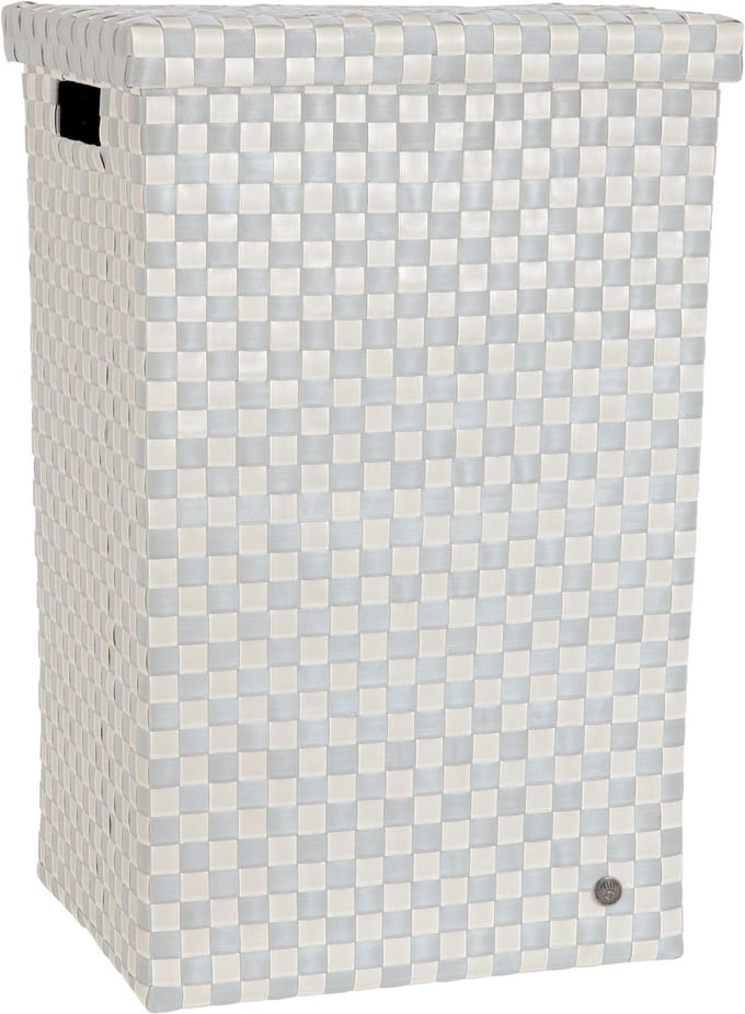Handed By - Wasmand met deksel - Opbergmand - 81 liter - Cube XL - ecru met beige patroon