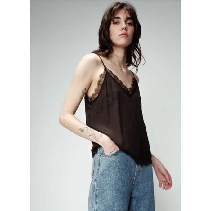 Zwarte spagetti top met kant Ombre - Grace & Mila