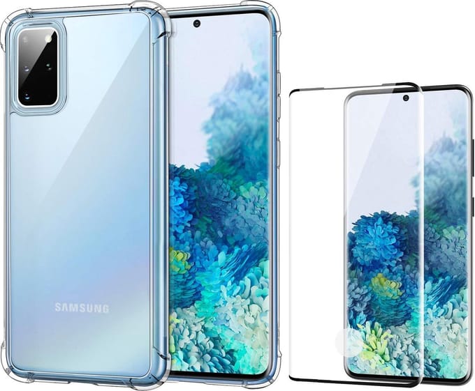 Hoesje geschikt voor Samsung Galaxy S20 Plus - Transparant Shock Proof Siliconen Case + Screenprotector Full