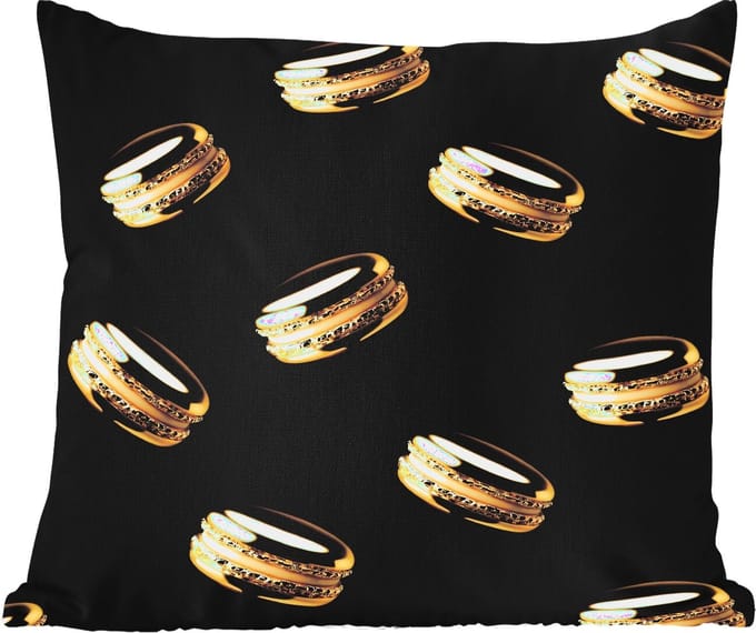 Tuinkussen - Macarons - Patroon - Goud - Zwart - 40x40 cm - Weerbestendig