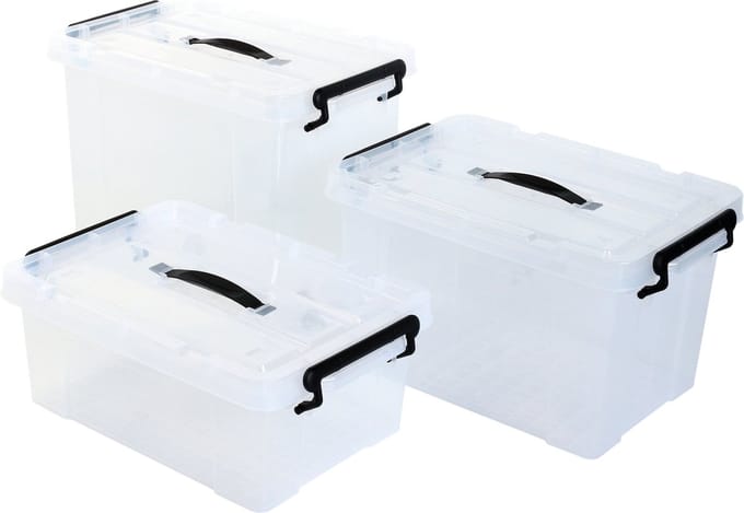 Alpac Opbergboxen - Kunststof - 14, 20 en 28 Liter - Transparant - Set van 3
