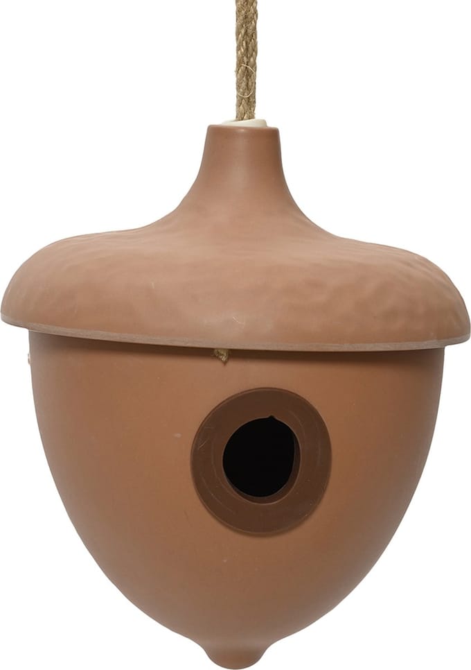 Decoris Vogelhuisje - bamboe hout - bruin - D17 x H19 cm - nestkastje