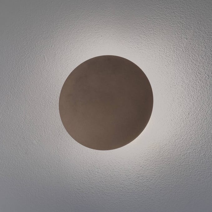TK Lighting Wandlamp Luna, bruin, indirect licht, Ø 30 cm, staal